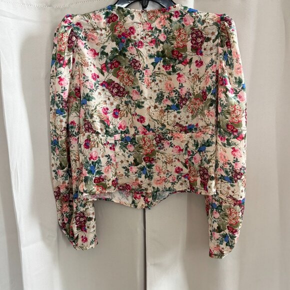 Zara Women Top Small Babydoll Romantic Floral Cropped Button Up Satiny Y2K 18126 - Picture 2 of 7